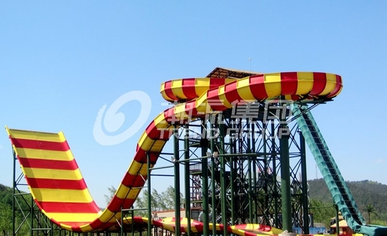 Funnuy Custom Water Slides , Amusement Park Boomerang Aqua Slide For 2 People Family Fun