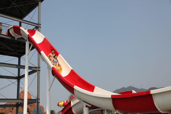 Funnuy Custom Water Slides , Amusement Park Boomerang Aqua Slide For 2 People Family Fun