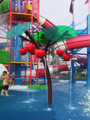 Children's Water Play Equipment with Hot-Dip Galvanized Steel Structure, Corrosion-Resistant Fiberglass Flume, and Shallow Water Safety Design