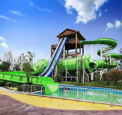 Python Water Slide with 18m Platform and 6-Person Raft on a Wide Flume for Thrilling Rides